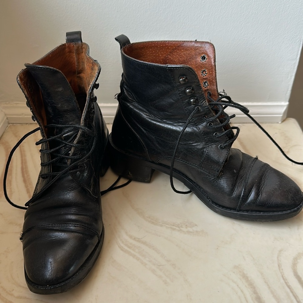 Vintage leather combat boots